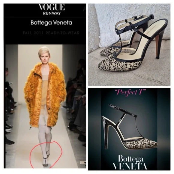 Bottega Veneta Black & Beige Lace “Perfect T” Strap Pointed Toe Pumps. Auth. - Picture 17 of 17